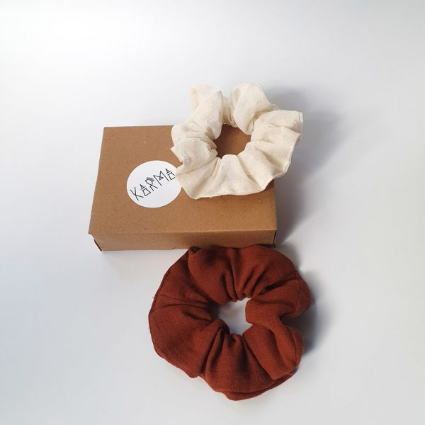 Ekru&Tarçın 2'li Karma Scrunchie