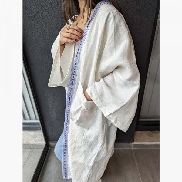 Ma'at Beyaz Keten Kimono